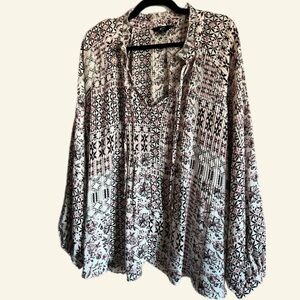 GNW Women's Plus Accordion Long Sleeve Blouse size 2X